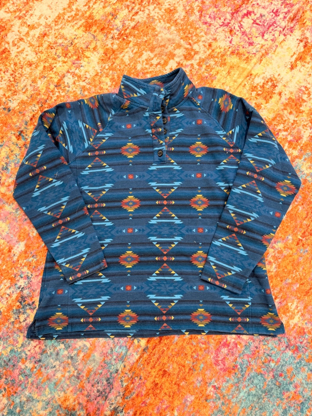 Ariat REAL Southwestern Print Henley Hoodie Sweatshirt Women’s XXL